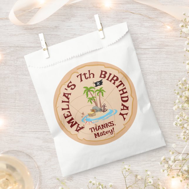 Bolsa De Papel Fiesta de cumpleaños del mapa del tesoro del Chica (Cortado)