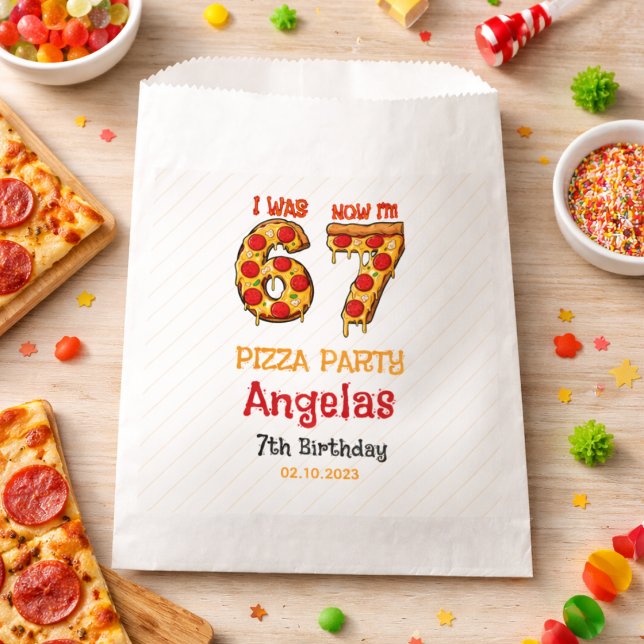 Bolsa De Papel Fiesta de Cumpleaños del Moderno Slice Slice Boy S (Modern Slice Slice Boy Six Seven Birthday Party Favor Bag)