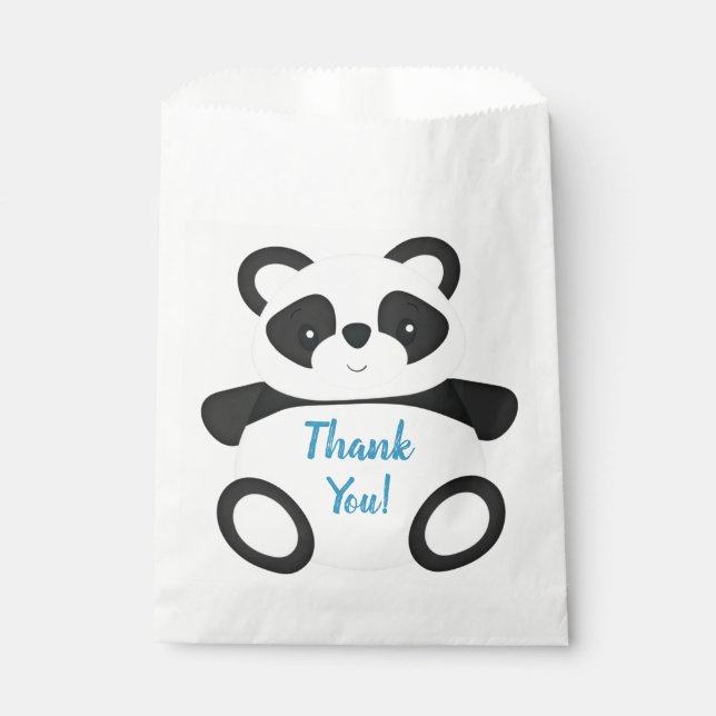Bolsa De Papel Fiesta de cumpleaños del oso Panda Azul (Anverso)