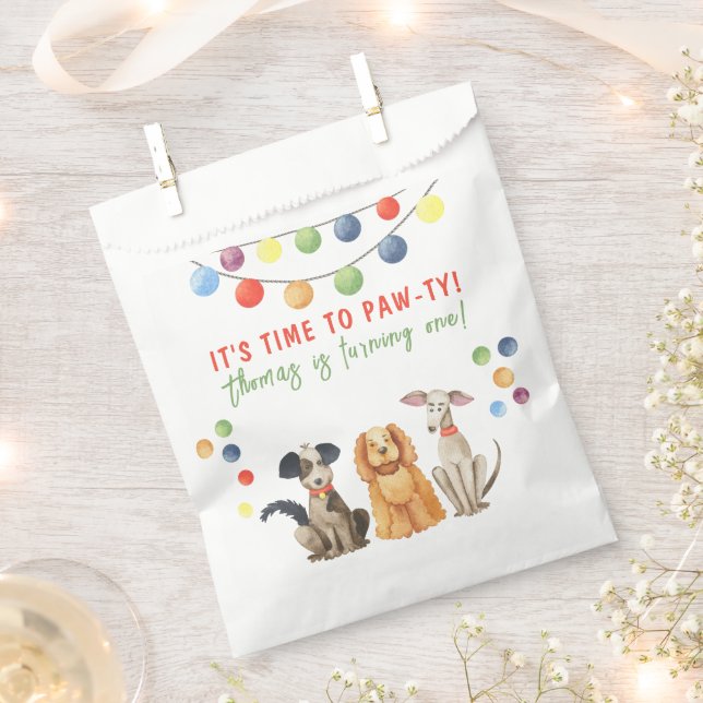 Bolsa De Papel Fiesta de cumpleaños del perro al agua primera (Cortado)