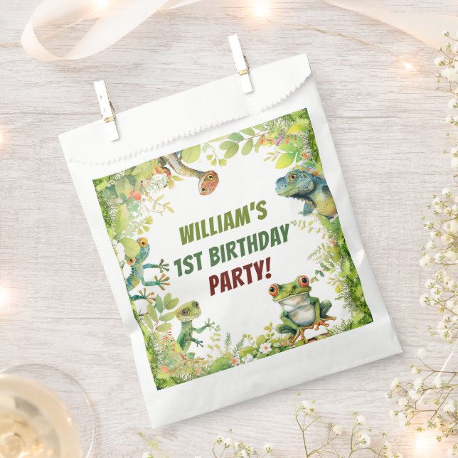 Bolsa De Papel Fiesta de cumpleaños del reptil (Cortado)