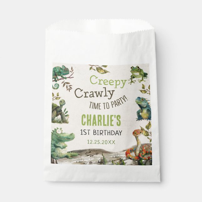 Bolsa De Papel Fiesta de cumpleaños del reptil (Anverso)