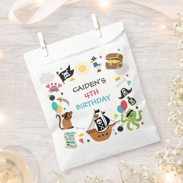 Bolsa De Papel Fiesta de cumpleaños del Tesoro de Barcos Piratas (Cortado)