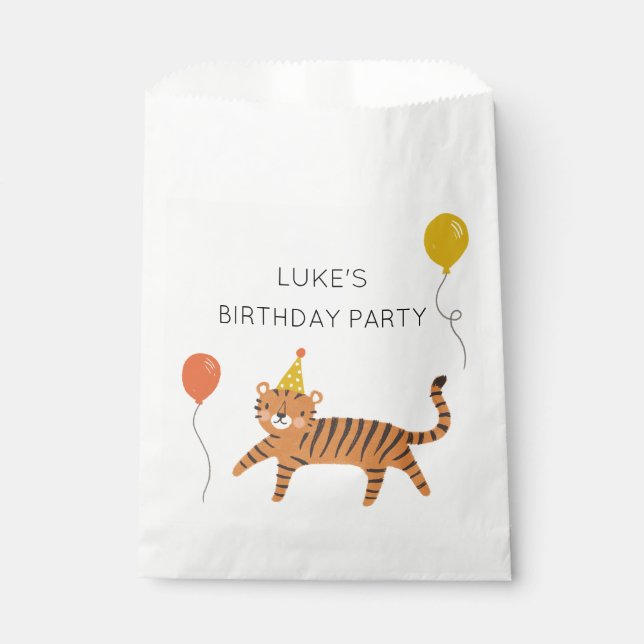 Bolsa De Papel Fiesta de cumpleaños del tigre (Anverso)