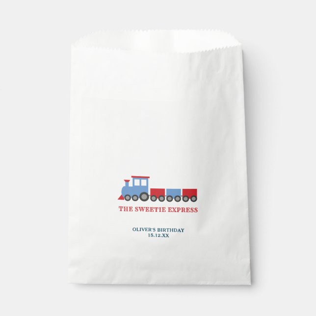 Bolsa De Papel Fiesta de cumpleaños del tren Bolsas dulces (Anverso)