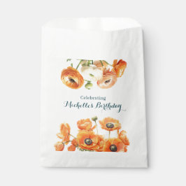 Bolsa De Papel Fiesta de cumpleaños floral de naranja Garden
