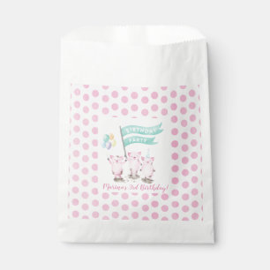 Bolsa De Papel Fiesta de cumpleaños guarra rosada de los niños