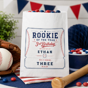 Bolsa De Papel Fiesta de cumpleaños número 3 de béisbol Novato de