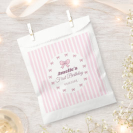 Bolsa De Papel Fiesta de Cumpleaños número uno con lazo rosa lind