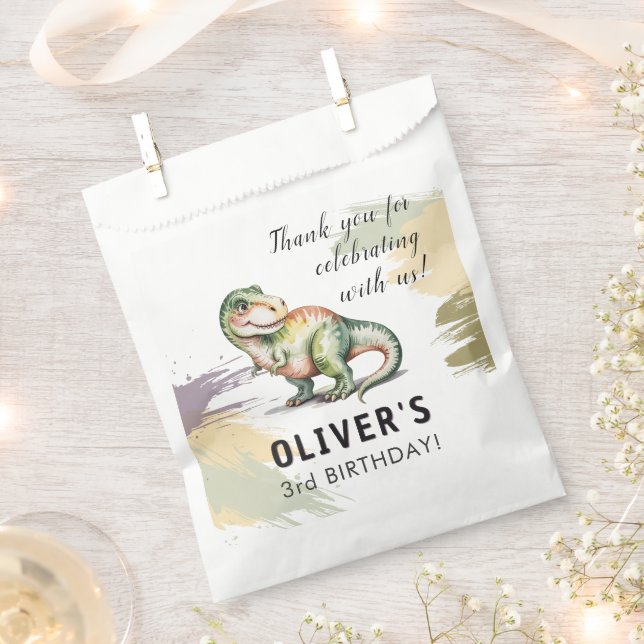 Bolsa De Papel Fiesta de cumpleaños personalizada de dinosaurios  (Cortado)