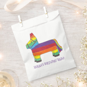 Bolsa De Papel Fiesta de cumpleaños Piñata, burro iris personaliz