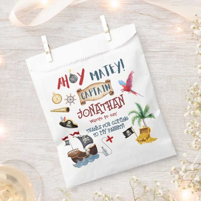 Bolsa De Papel Fiesta de cumpleaños por piratas gracias (Cortado)