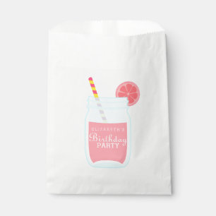 Bolsa De Papel Fiesta de cumpleaños rosada de la limonada