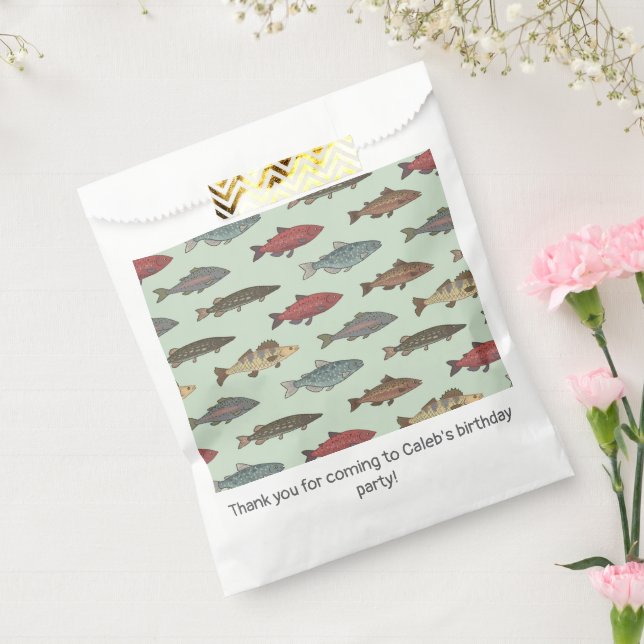 Bolsa De Papel Fiesta de cumpleaños verde para la pesca del pesca (Sellado)