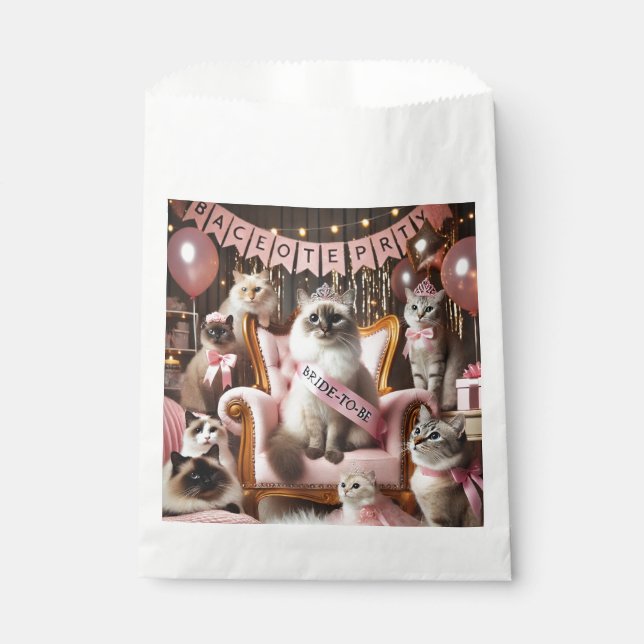 Bolsa De Papel Fiesta de Despedida de Soltera de Gatos con tema R (Anverso)