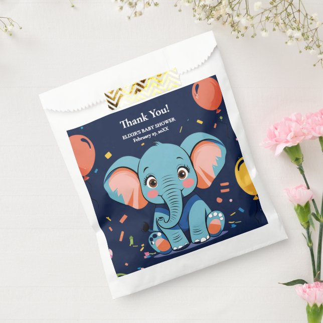 Bolsa De Papel Fiesta de Elefante Bebé Azul Baby Shower (Sellado)