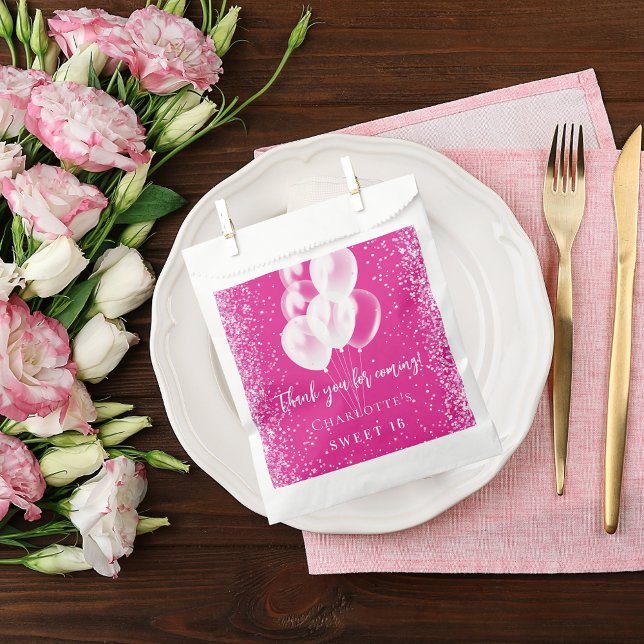 Bolsa De Papel Fiesta de globos blancos rosados de cumpleaños (Subido por el creador)