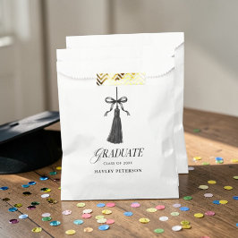 Bolsa De Papel Fiesta de graduación con lazo negro de graduado