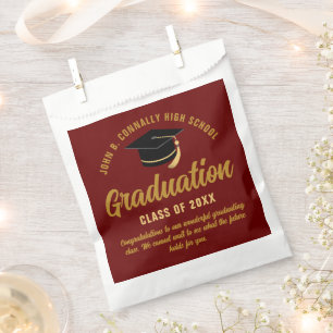Bolsa De Papel Fiesta de graduación personalizada Maroon Gold