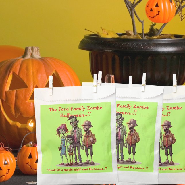 Bolsa De Papel Fiesta de Halloween de la Familia Zombie para Niño (Zombie Family Halloween Party Favor Bag)