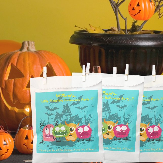 Bolsa De Papel Fiesta de Halloween de pequeños monstruos (Little Monsters Halloween Party Favor Bag)