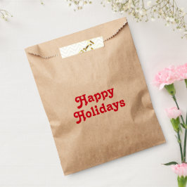 Bolsa De Papel fiesta de letras rojas "Felices feriados"