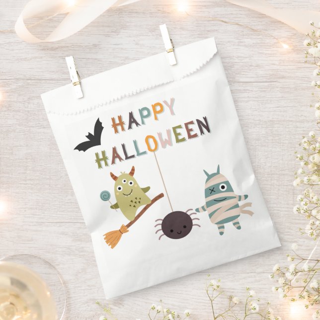 Bolsa De Papel Fiesta de Monstruos Cute de Halloween (Cortado)