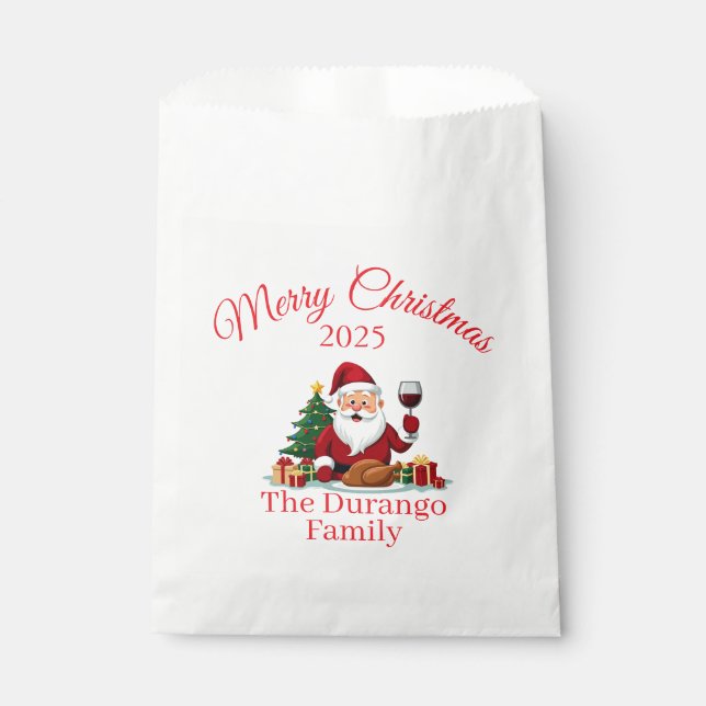 Bolsa De Papel Fiesta de Navidad de Santa Claus personalizable y  (Anverso)