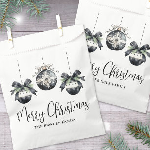 Bolsa De Papel Fiesta de Navidad elegante en negro y blanco