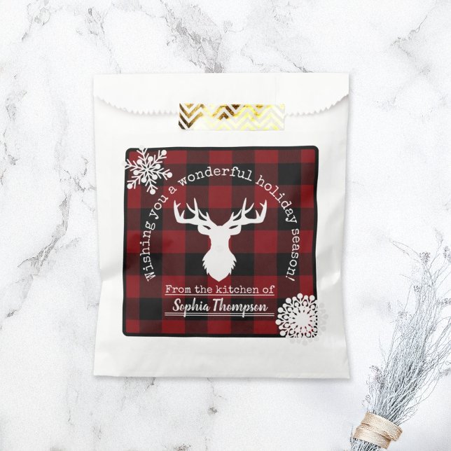 Bolsa De Papel Fiesta de Navidades Red Black Buffalo Plaid (Subido por el creador)
