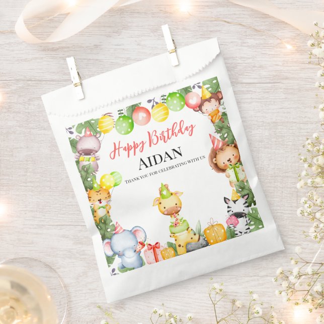 Bolsa De Papel Fiesta de Niños de Animales Safari (Cortado)