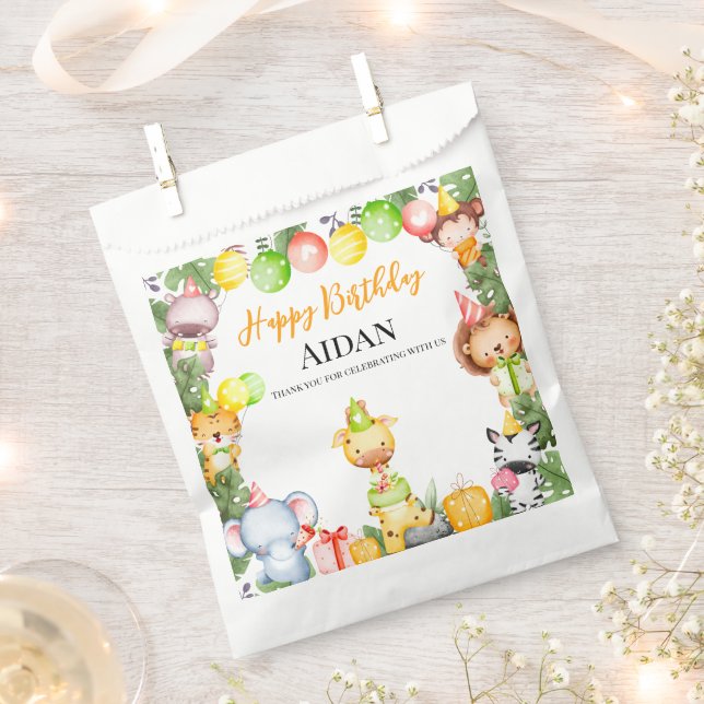 Bolsa De Papel Fiesta de Niños de Animales Safari (Cortado)