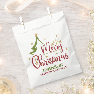Bolsa De Papel Fiesta de Oficina junto al Árbol de Navidad Vintag