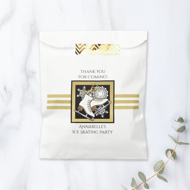 Bolsa De Papel Fiesta de patinaje sobre hielo blanco dorado graci (Subido por el creador)