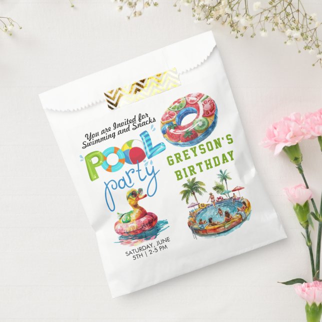 Bolsa De Papel Fiesta de piscina para adultos verano playa cumple (Sellado)