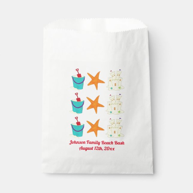 Bolsa De Papel Fiesta de playa Sandcastle Starfish Sand Bucket (Anverso)