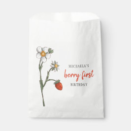 Bolsa De Papel Fiesta de primer cumpleaños de Cute Strawberry Ber