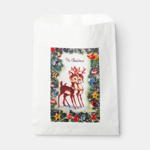 Bolsa De Papel fiesta de renos de Navidad retro vintage