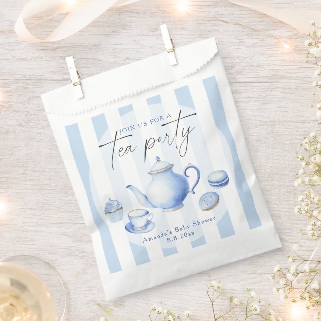 Bolsa De Papel Fiesta de té azul para baby shower (Cortado)