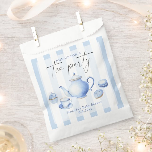 Bolsa De Papel Fiesta de té azul para baby shower (Cortado)