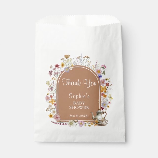 Bolsa De Papel Fiesta de té Wildflower Baby En Bloom Baby Shower (Anverso)