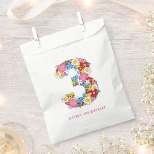 Bolsa De Papel Fiesta de tercer cumpleaños de Chica de la Primave