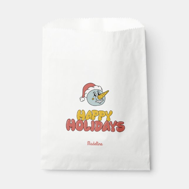 Bolsa De Papel fiesta de vacaciones de snowman (Anverso)