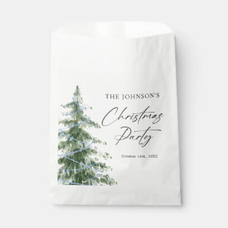 Bolsa De Papel Fiesta del árbol de Navidad azul acuarela