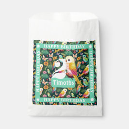 Bolsa De Papel Fiesta del loro tropical: segundo cumpleaños color