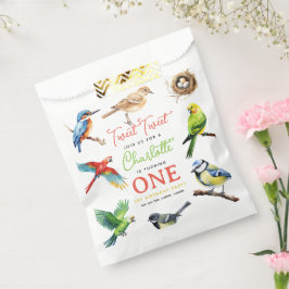 Bolsa De Papel Fiesta del primer cumpleaños de Cute Bird