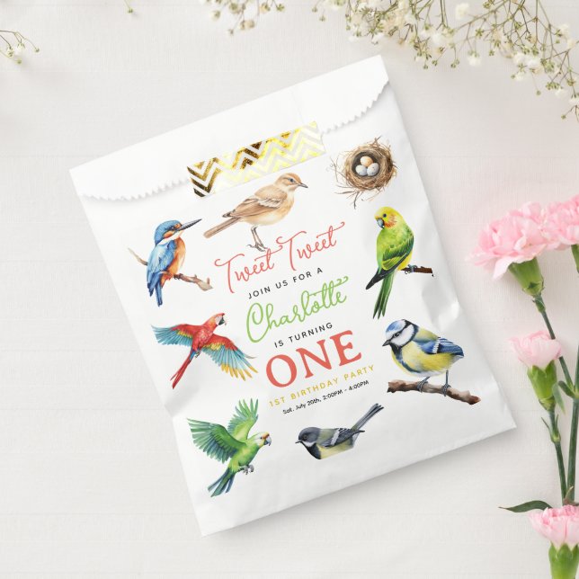 Bolsa De Papel Fiesta del primer cumpleaños de Cute Bird (Sellado)