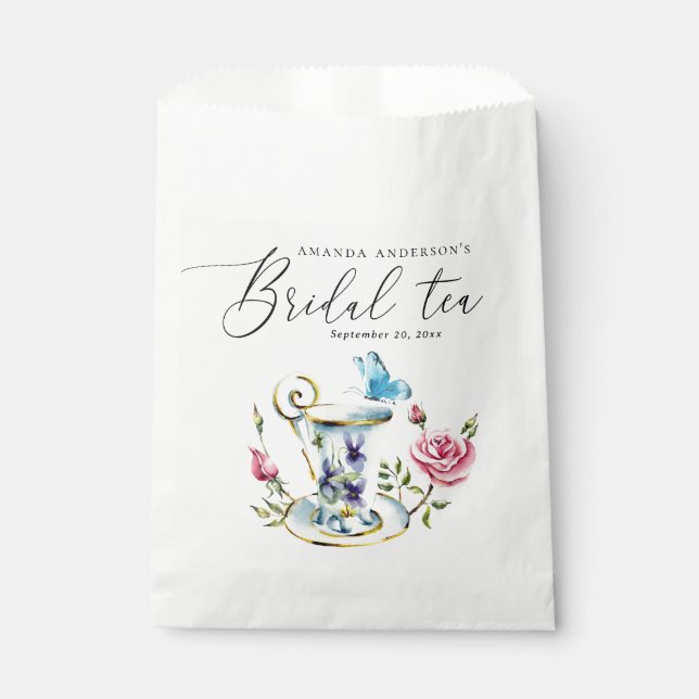 Bolsa De Papel Fiesta del Té de la Rosa Romántica | Flores para D (Anverso)