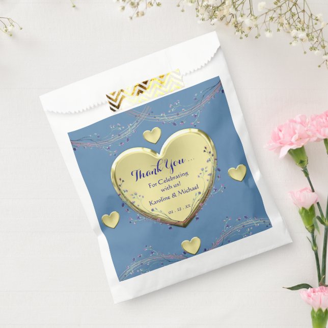 Bolsa De Papel Fiesta Floral Elegante de Boda Azul (Sellado)