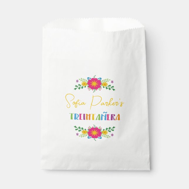 Bolsa De Papel Fiesta floral mexicana Treintañera (Anverso)